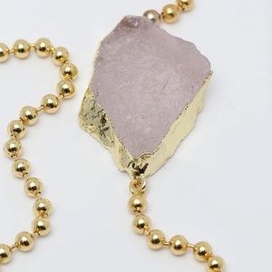 Beautiful Gold Edge plated Rose crystal Necklace